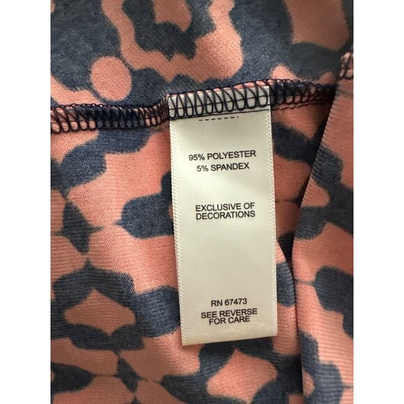 Taylor Dress Coral Navy Geometric 3/4 Side Cinch Tie Hidden Zipper Size 24W - Picture 5 of 5